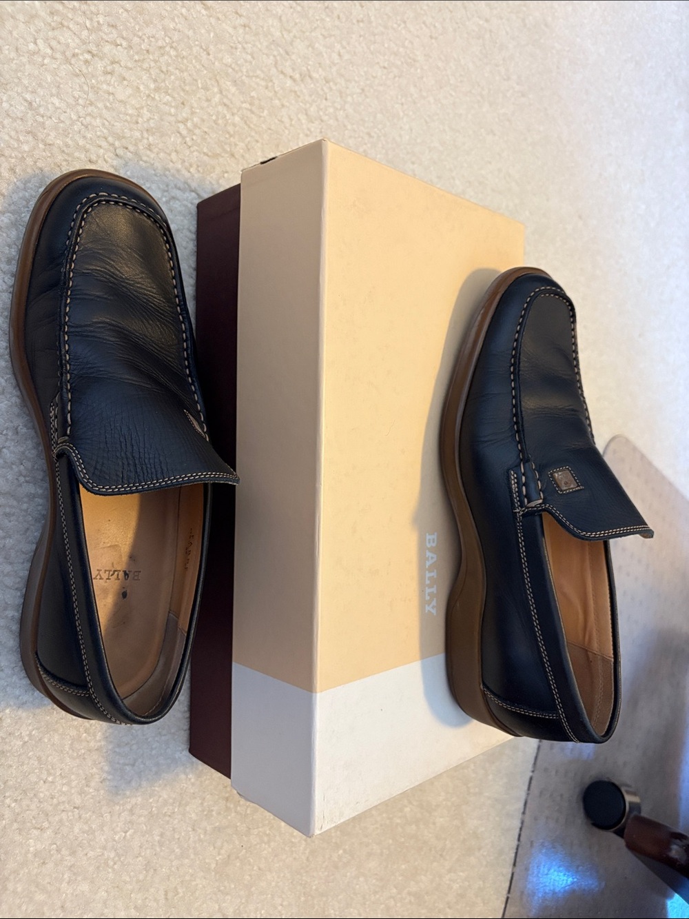 Bally Black Leather Slip-On Moccasin Loafers